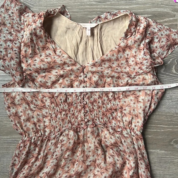 Rebecca Taylor Lucia silk Floral Dress Lurex Ruffle - Picture 12 of 14